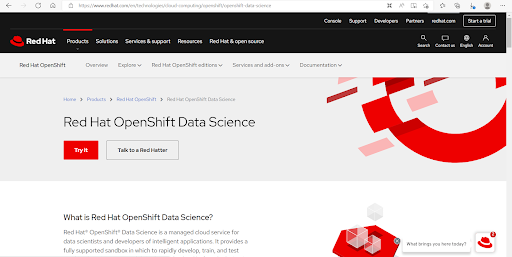 Red hat openshift data science landing page